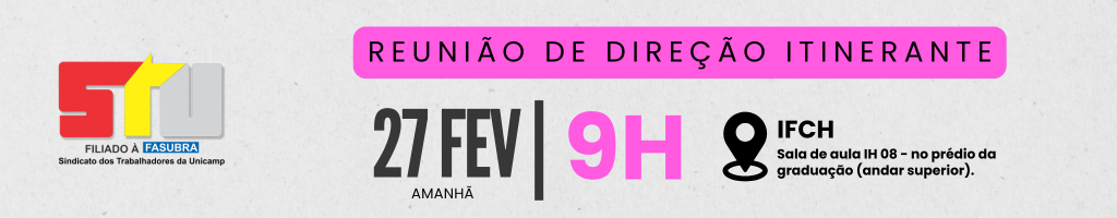Amanhã, 27/02, tem reunião itinerante da Diretoria do STU no IFCH